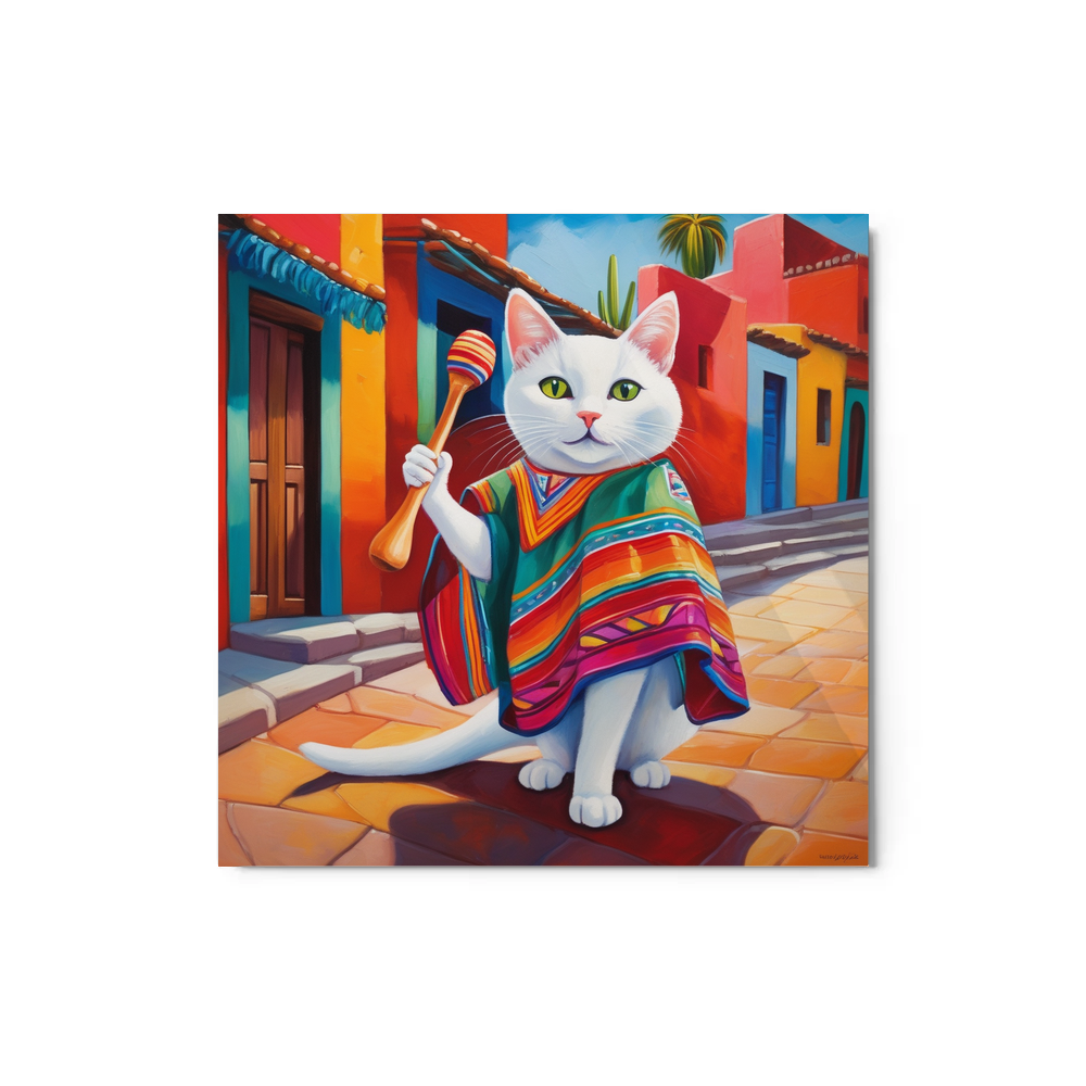 PugMug Custom White Companion Cat Metal Print