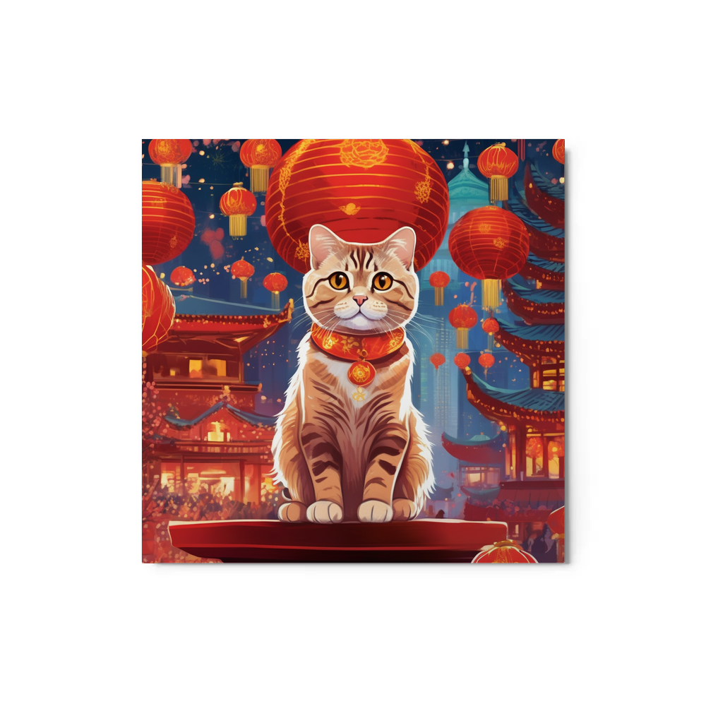 PugMug Custom Tabby Scottish Fold Cat Metal Print