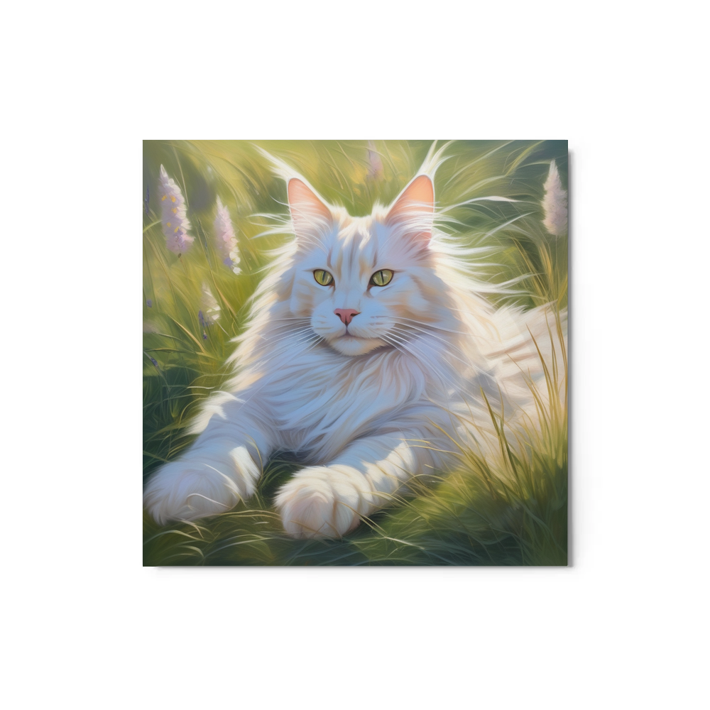 PugMug Custom White Maine Coon Cat Metal Print
