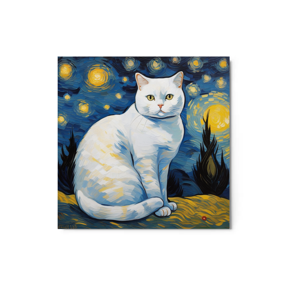 PugMug Custom White British Shorthair Cat Metal Print
