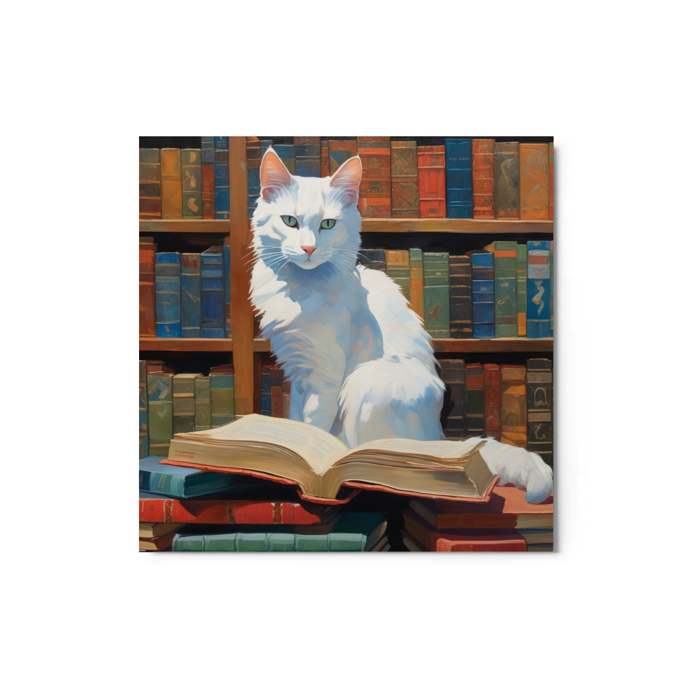 PugMug Custom White Companion Cat Metal Print