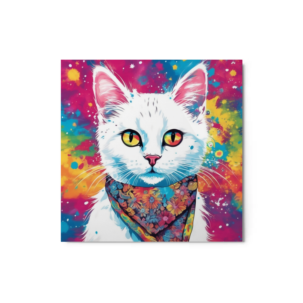 PugMug Custom White Companion Cat Metal Print