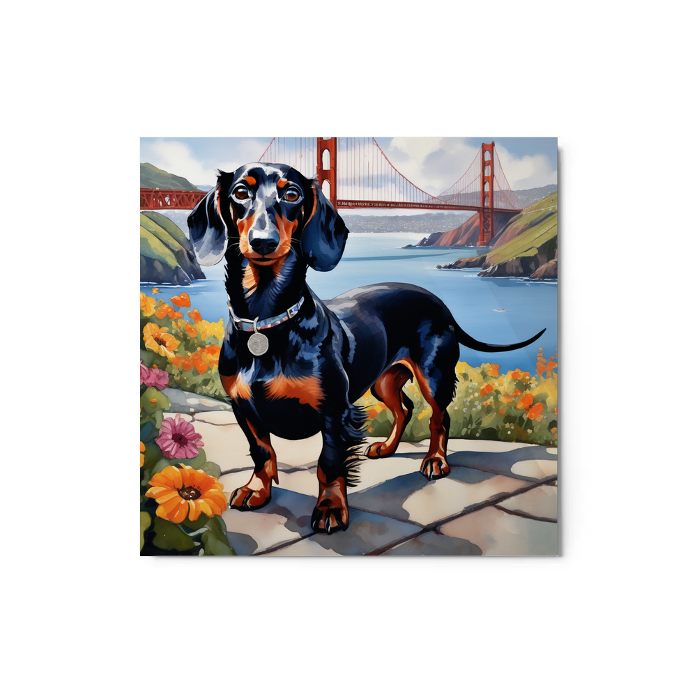 PugMug Custom Black Dachshund Metal Print