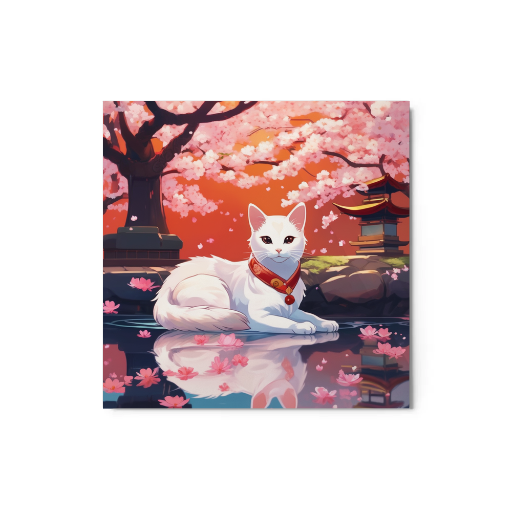 PugMug Custom White Companion Cat Metal Print