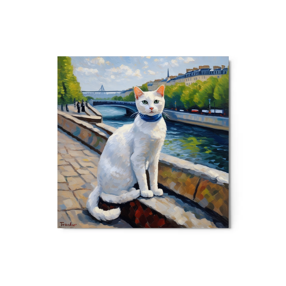 PugMug Custom White Companion Cat Metal Print