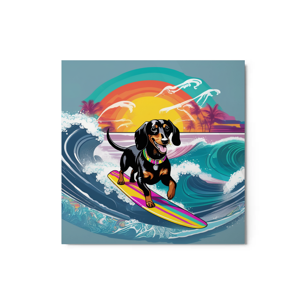 PugMug Custom Black Dachshund Metal Print