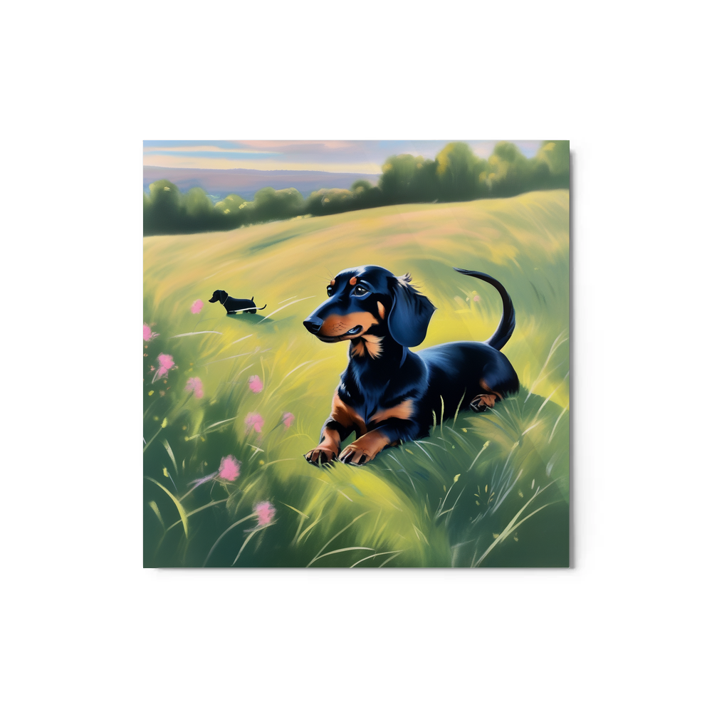 PugMug Custom Black Dachshund Metal Print