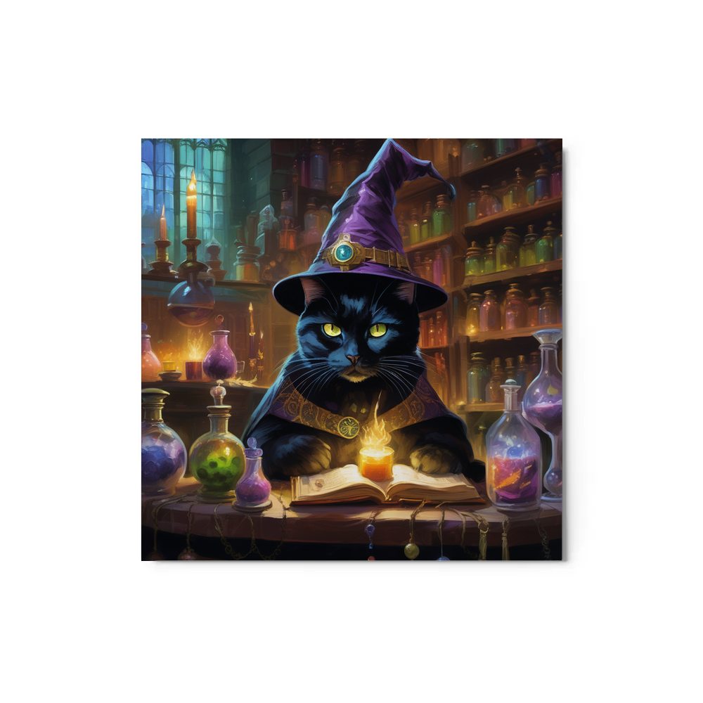 PugMug Custom Black American Shorthair Cat Metal Print