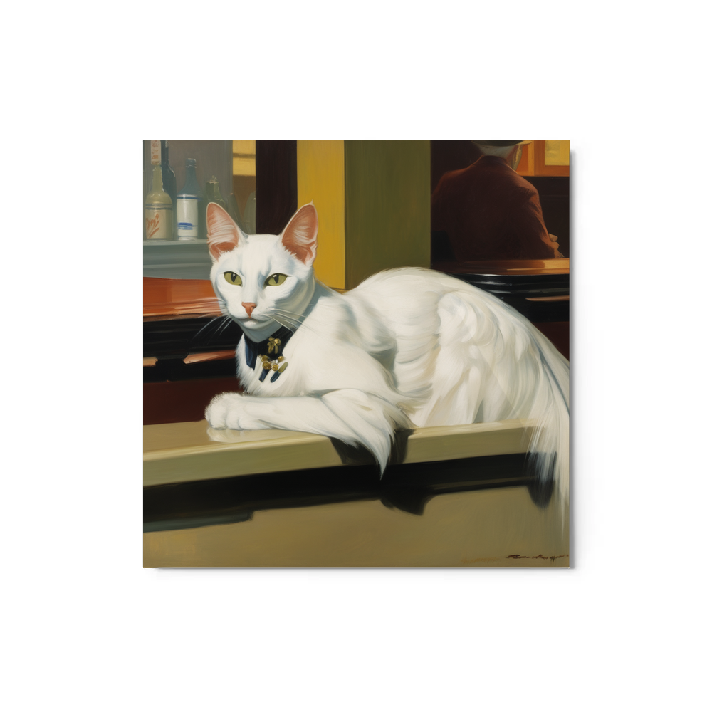 PugMug Custom White Companion Cat Metal Print