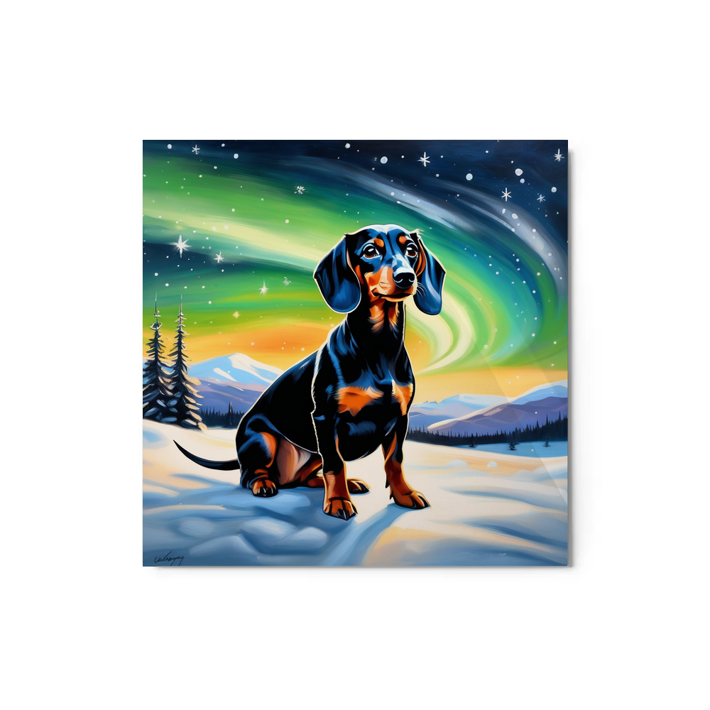 PugMug Custom Black Dachshund Metal Print