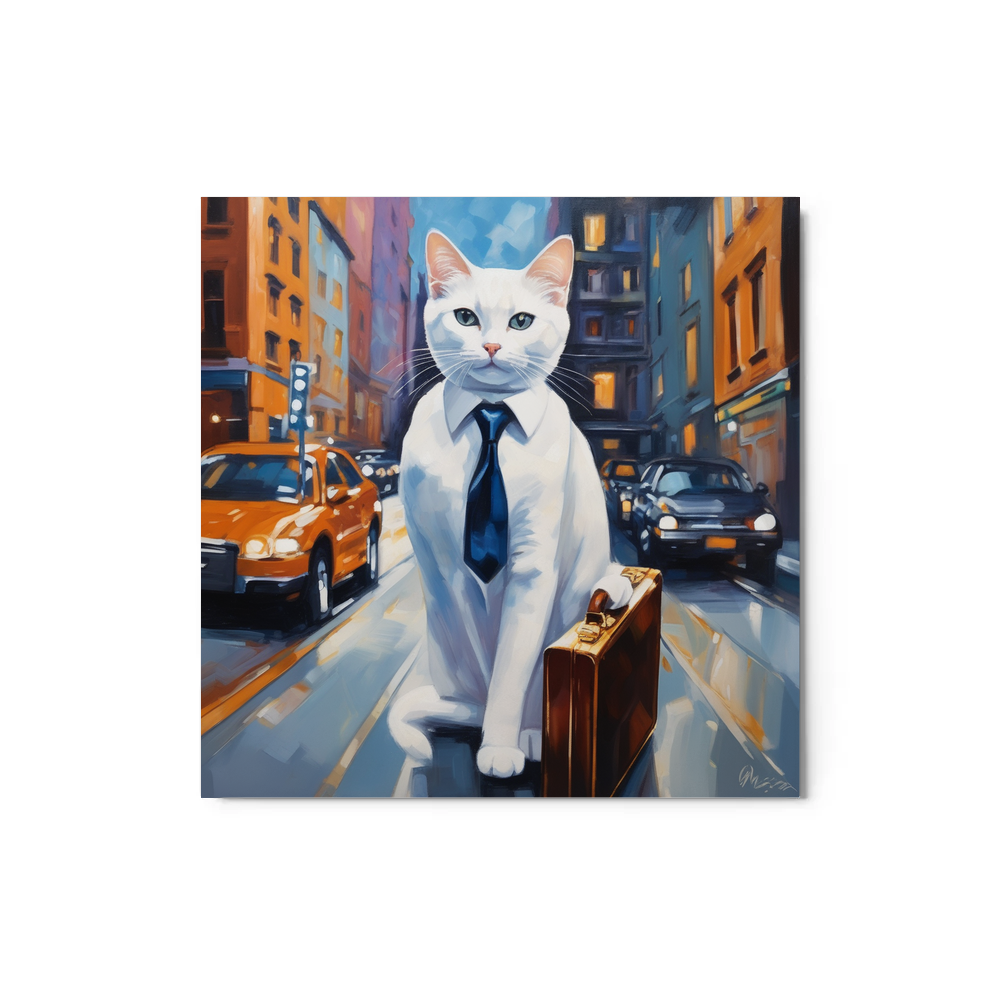 PugMug Custom White Companion Cat Metal Print