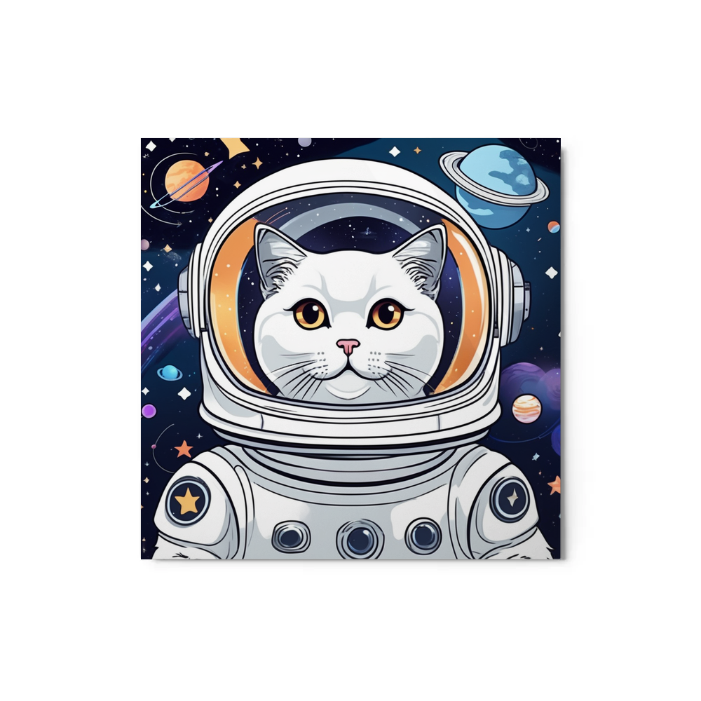 PugMug Custom White Scottish Fold Cat Metal Print