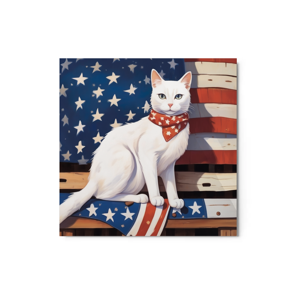 PugMug Custom White Companion Cat Metal Print