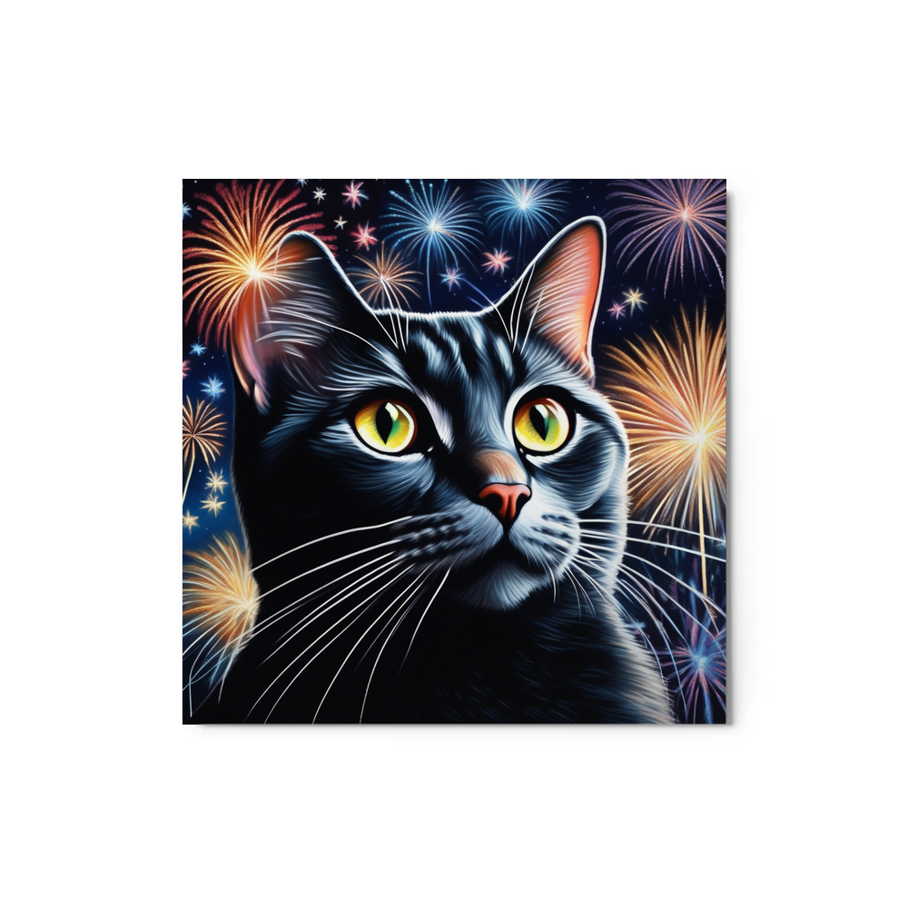 PugMug Custom Black American Shorthair Cat Metal Print