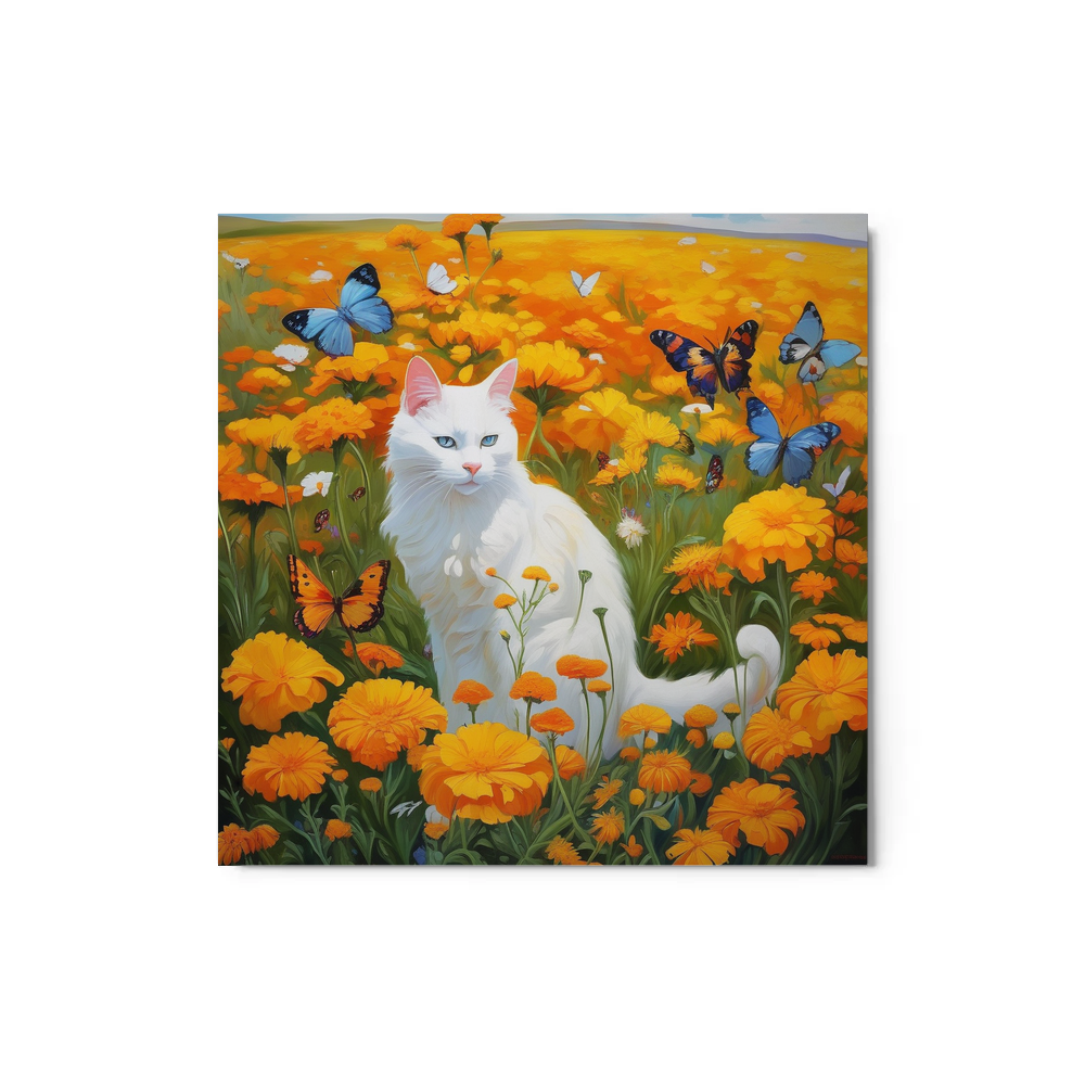 PugMug Custom White Companion Cat Metal Print