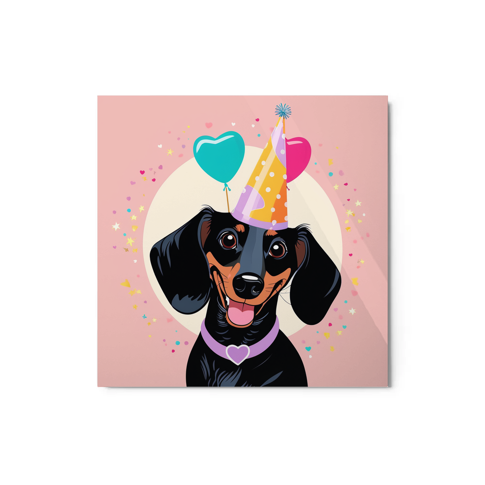 PugMug Custom Black Dachshund Metal Print