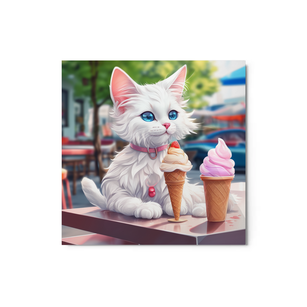 PugMug Custom White Companion Cat Metal Print