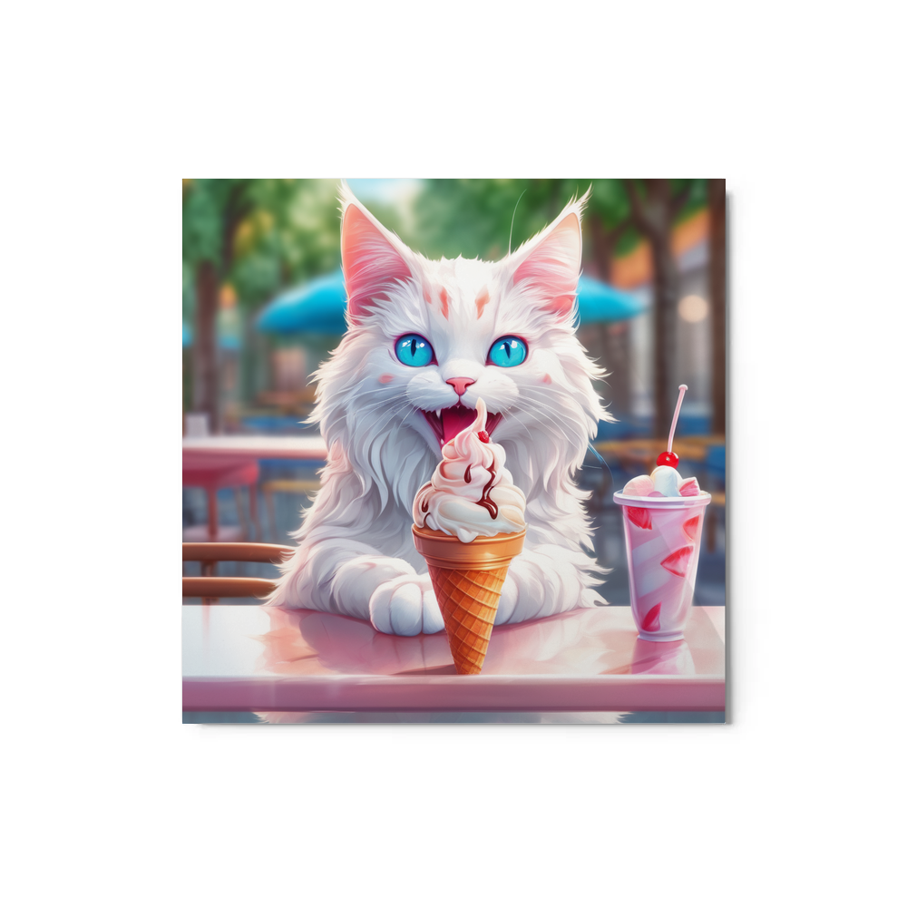 PugMug Custom White Companion Cat Metal Print