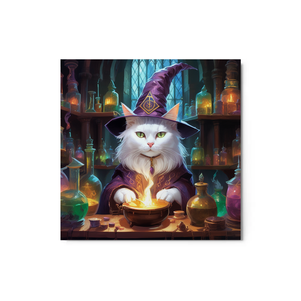 PugMug Custom White Companion Cat Metal Print