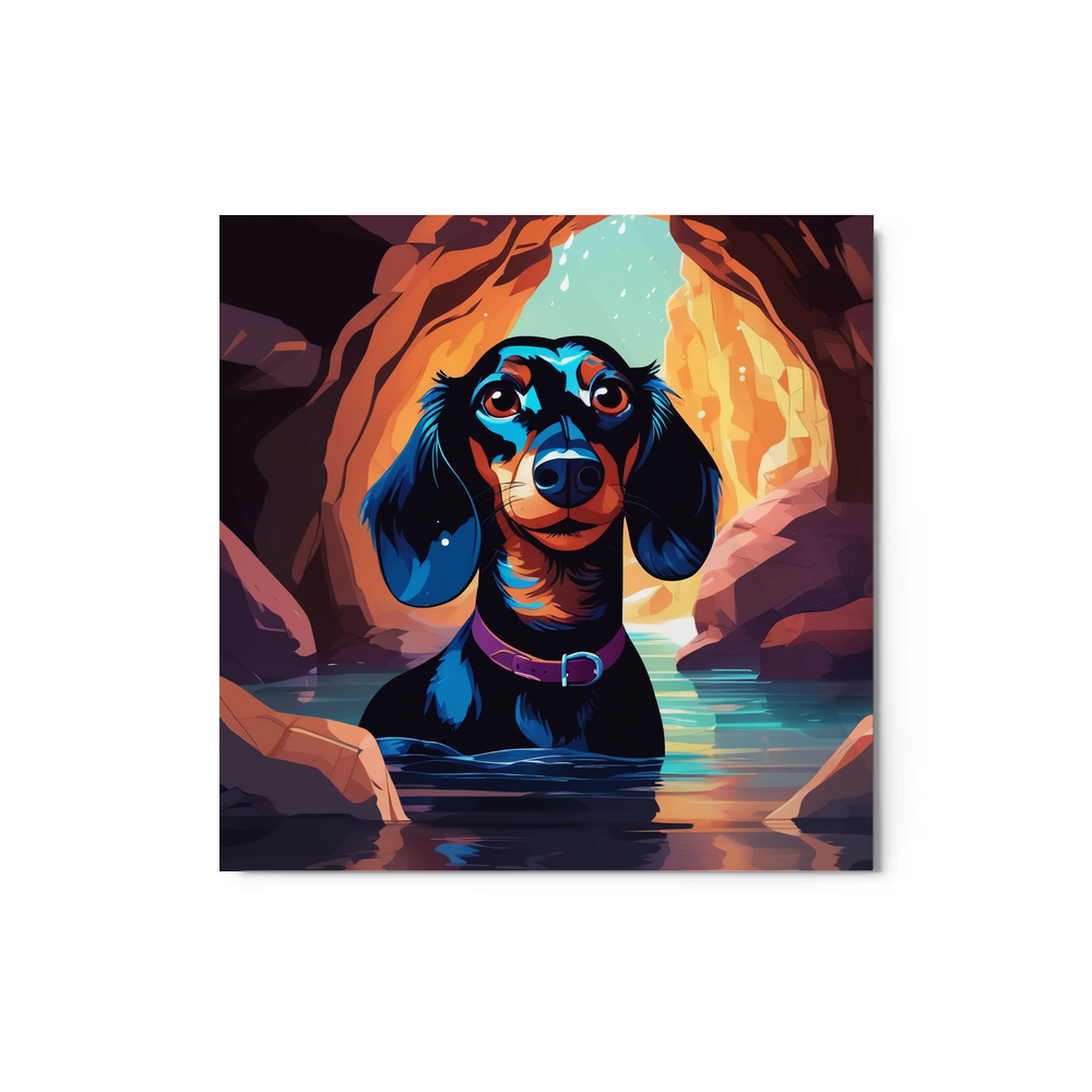 PugMug Custom Black Dachshund Metal Print