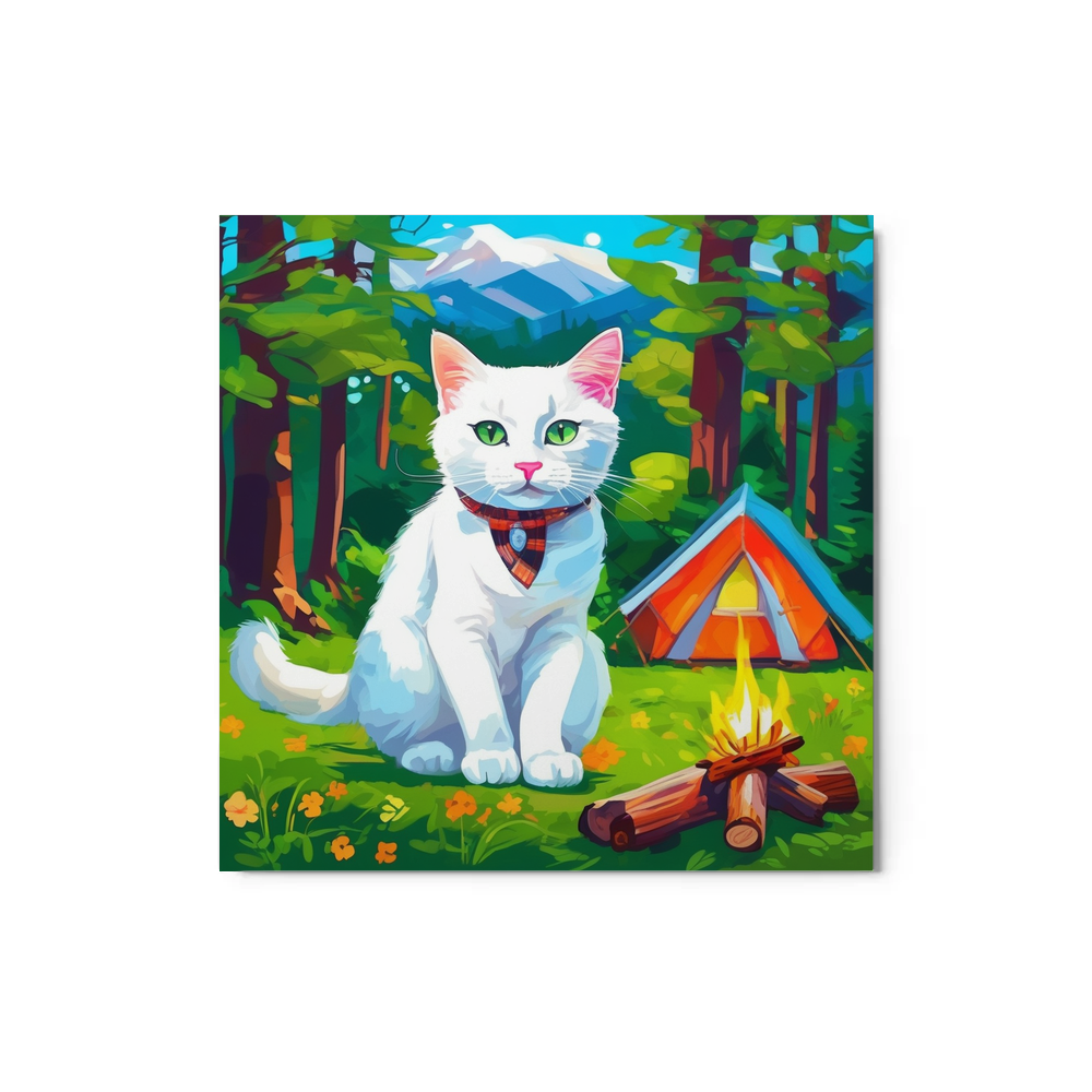 PugMug Custom White Companion Cat Metal Print