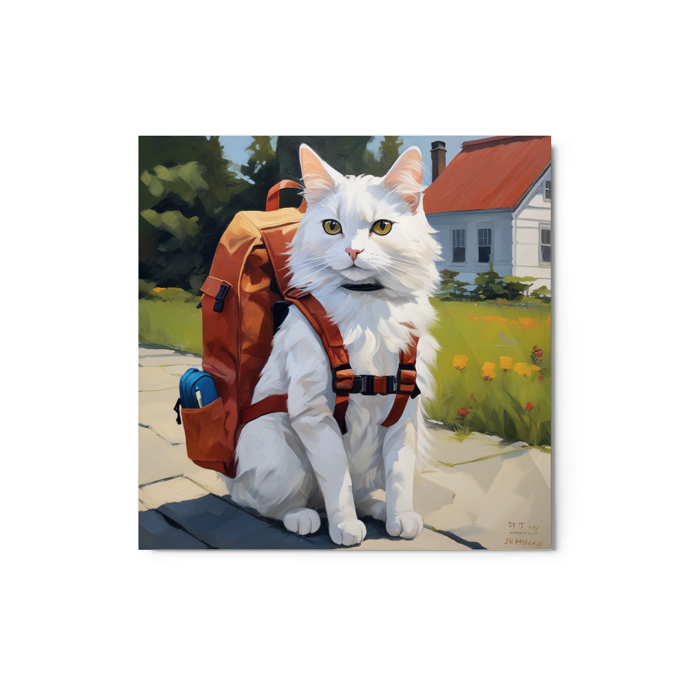 PugMug Custom White Companion Cat Metal Print