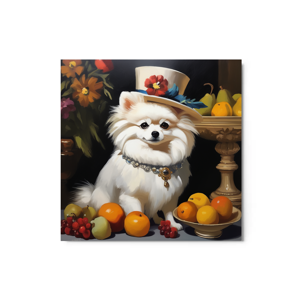 PugMug Custom White Pomeranian Metal Print