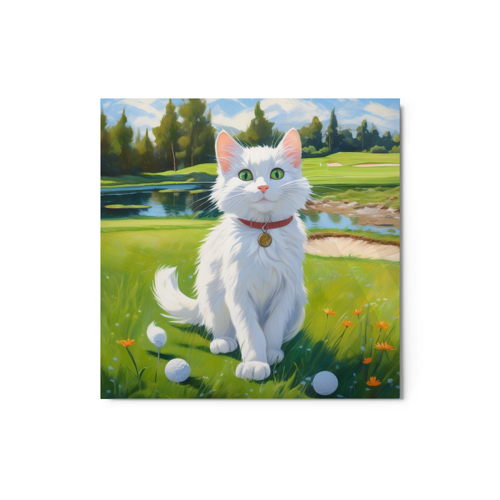 PugMug Custom White Companion Cat Metal Print