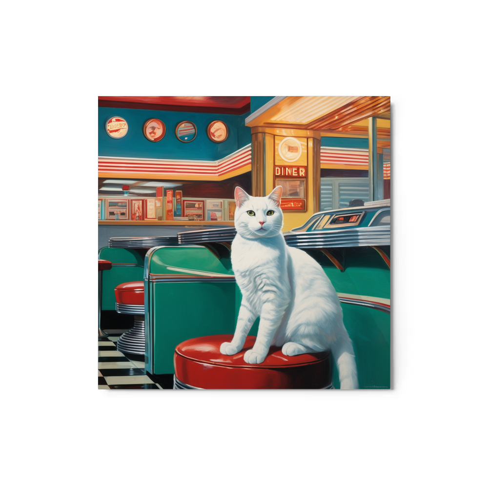 PugMug Custom White Companion Cat Metal Print