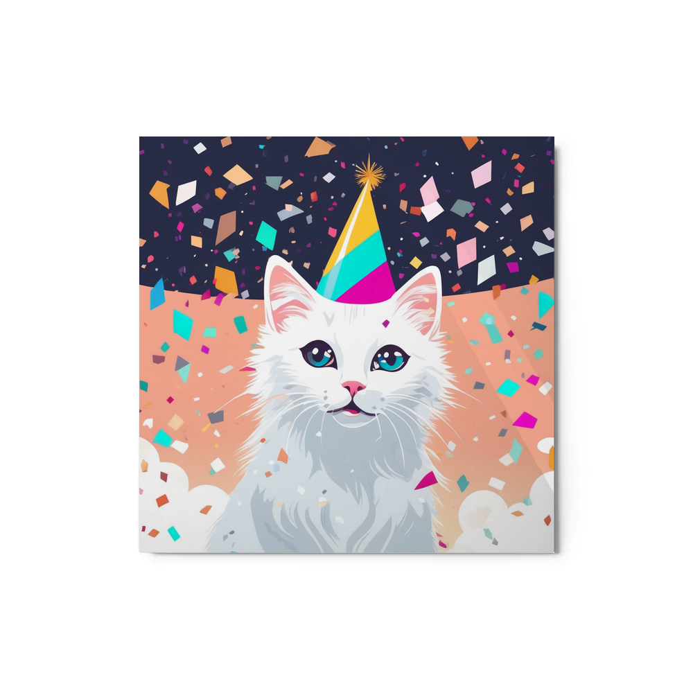 PugMug Custom White Companion Cat Metal Print