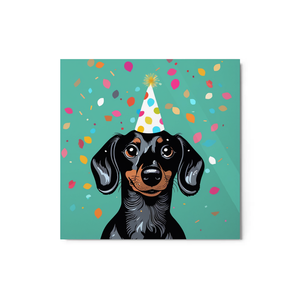 PugMug Custom Black Dachshund Metal Print