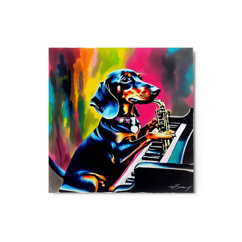 PugMug Custom Black Dachshund Metal Print