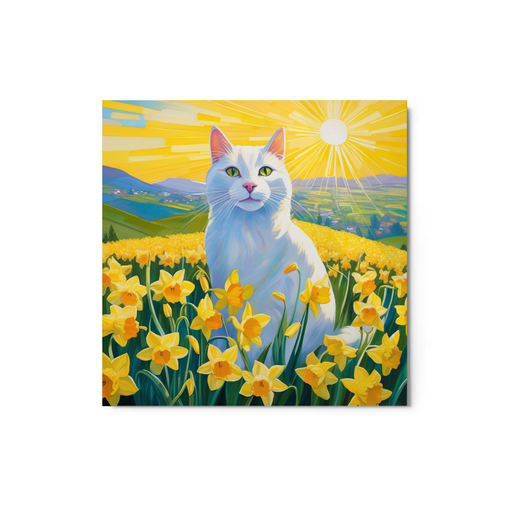 PugMug Custom White Companion Cat Metal Print