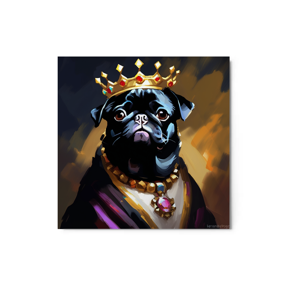 PugMug Custom Black Pug Metal Print