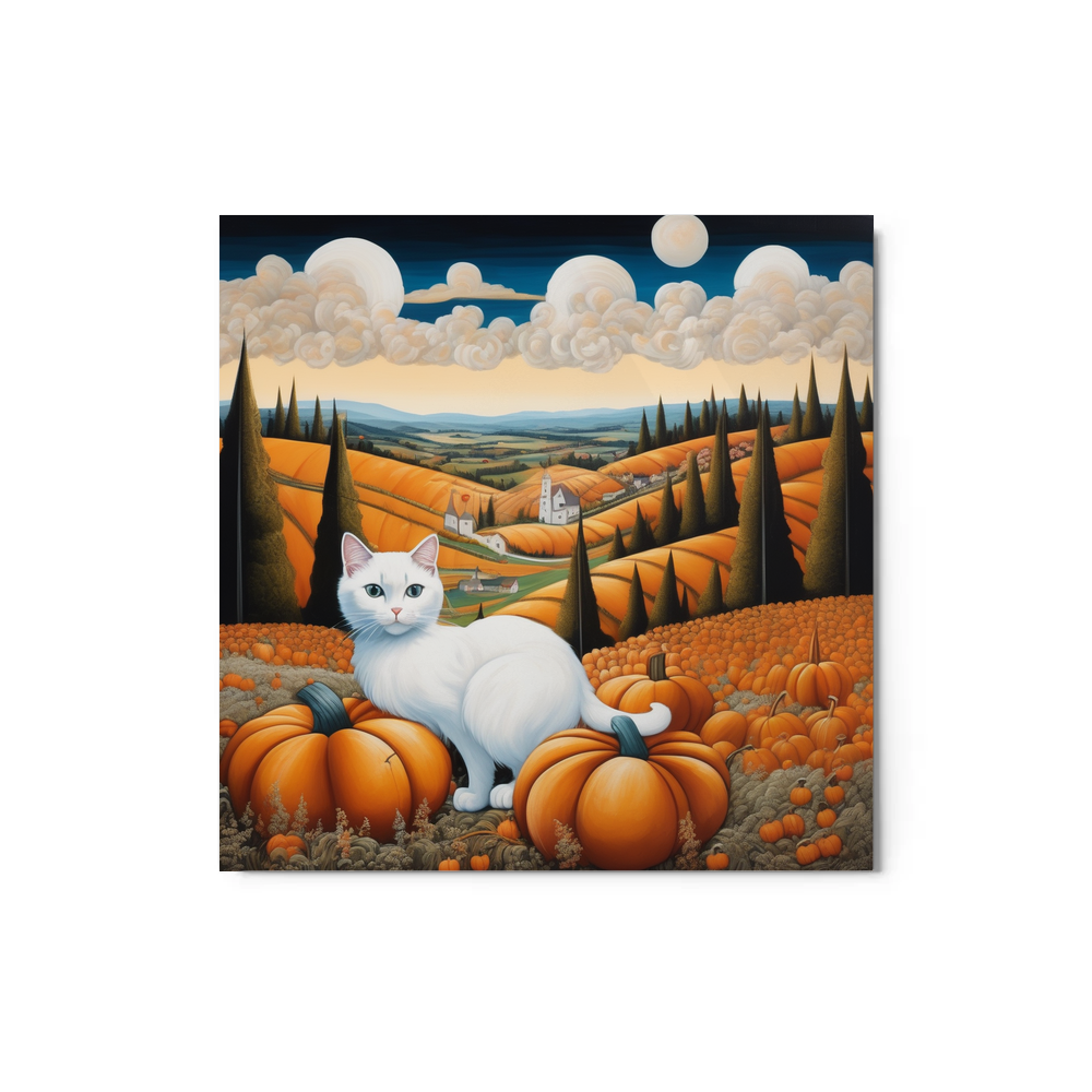 PugMug Custom White Companion Cat Metal Print