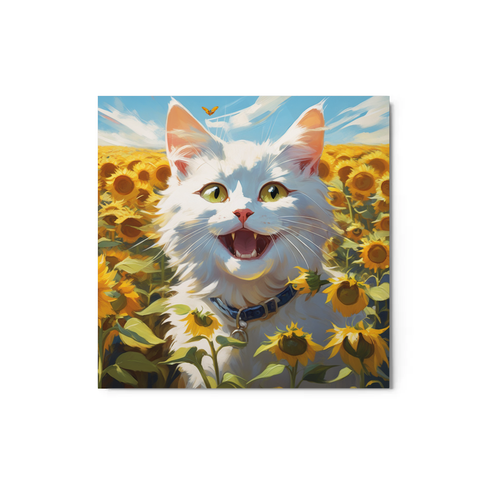 PugMug Custom White Companion Cat Metal Print