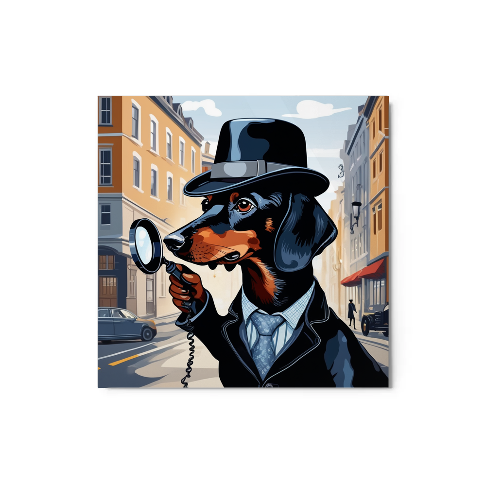 PugMug Custom Black Dachshund Metal Print