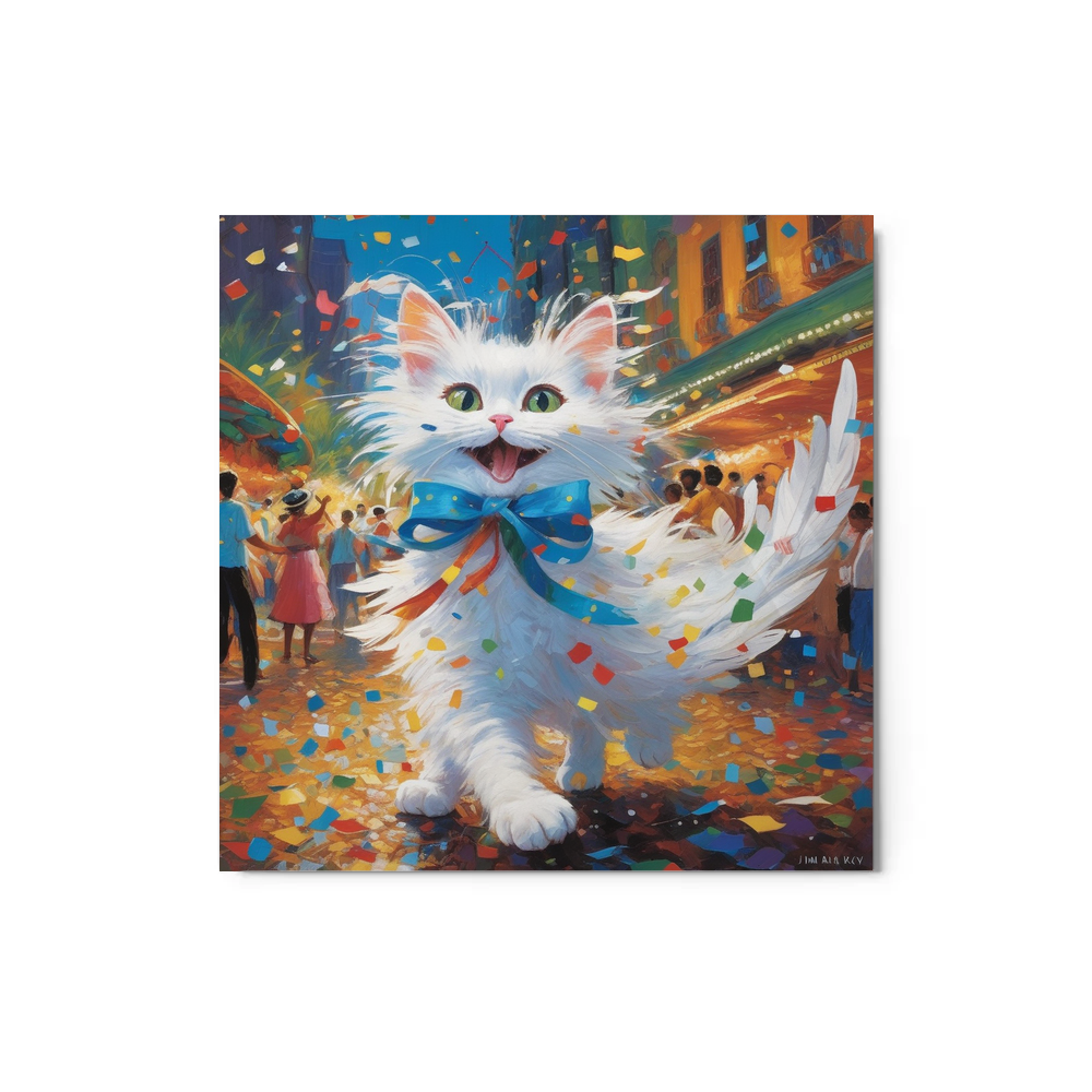 PugMug Custom White Companion Cat Metal Print