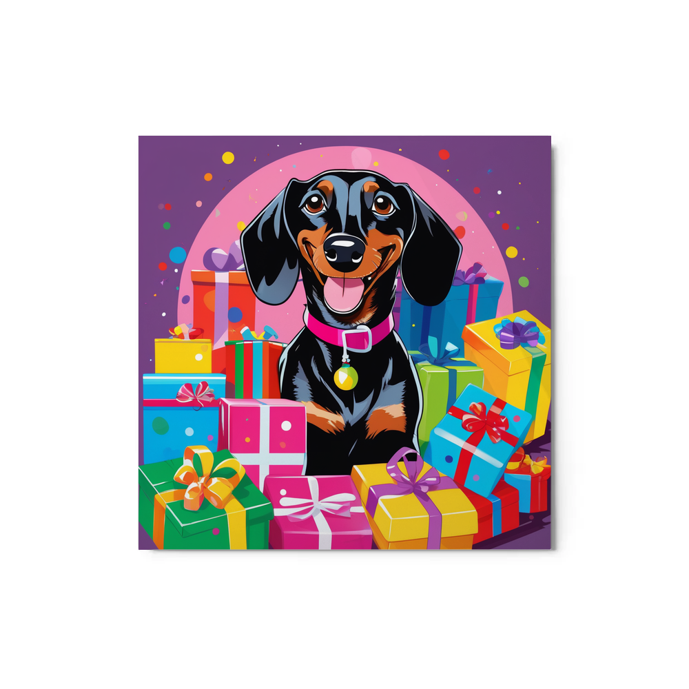 PugMug Custom Black Dachshund Metal Print