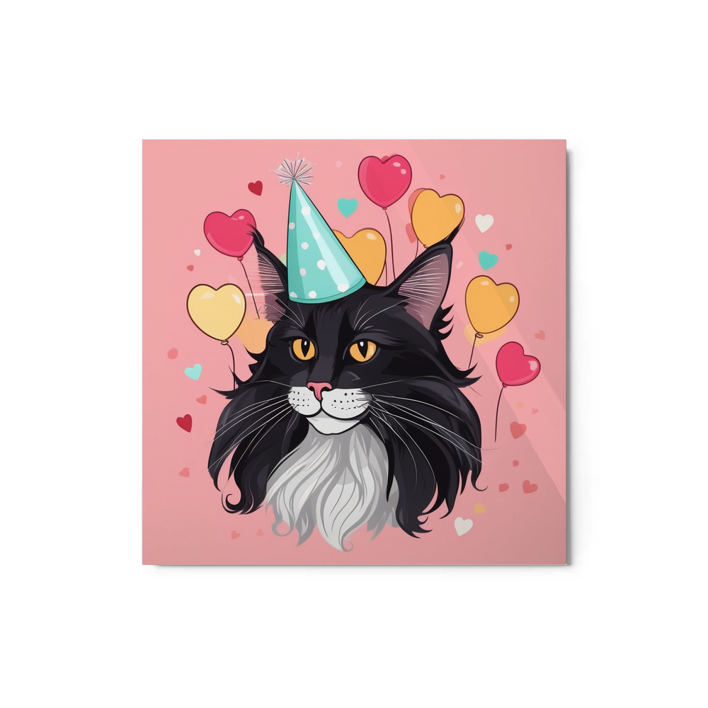 PugMug Custom Black Maine Coon Cat Metal Print