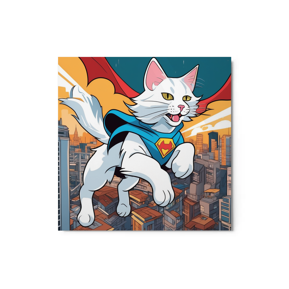 PugMug Custom White Maine Coon Cat Metal Print