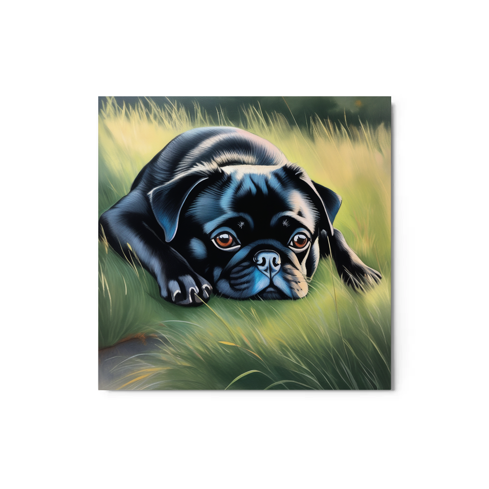 PugMug Custom Black Pug Metal Print