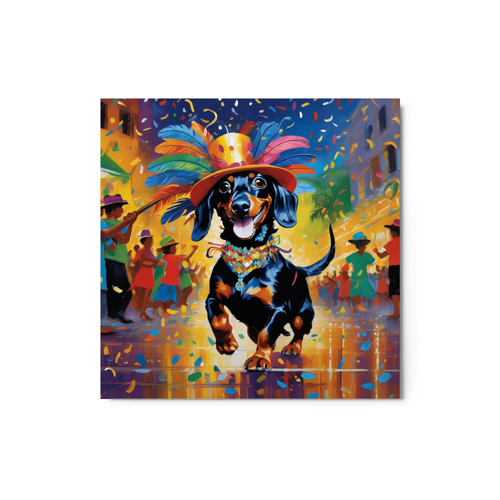 PugMug Custom Black Dachshund Metal Print