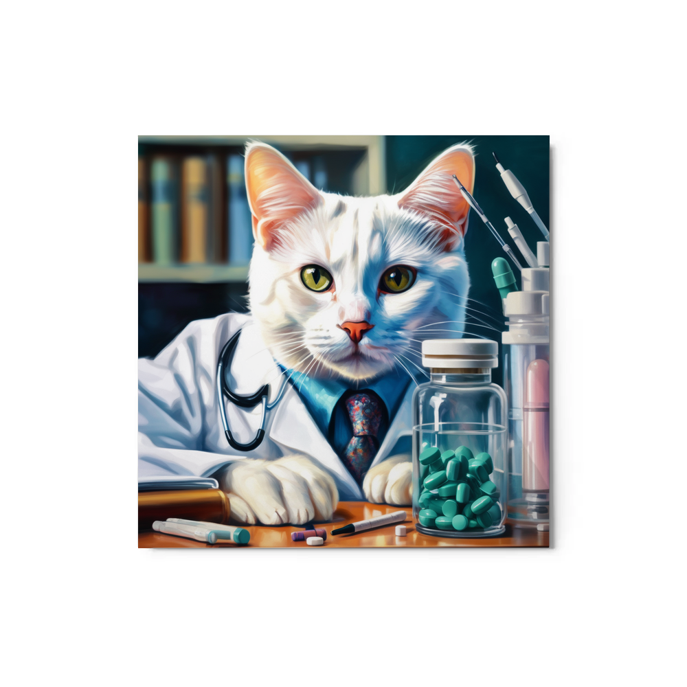 PugMug Custom White Companion Cat Metal Print