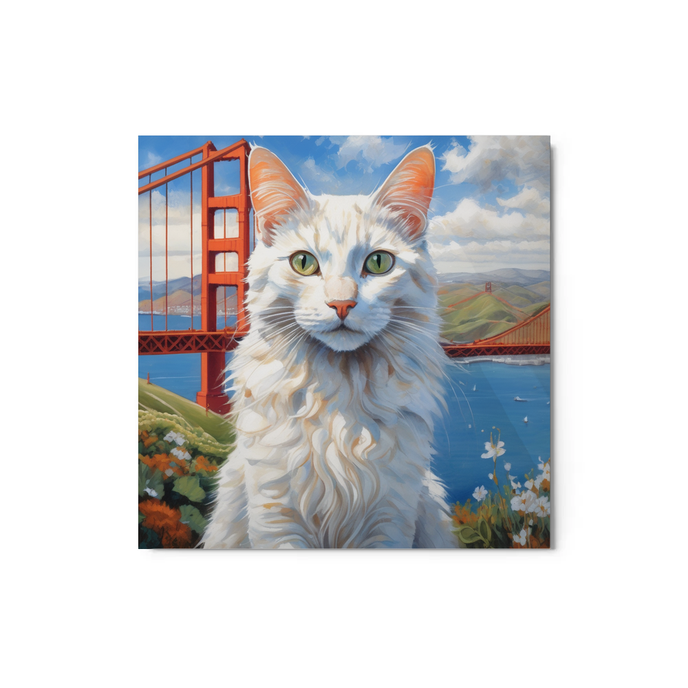 PugMug Custom White Companion Cat Metal Print