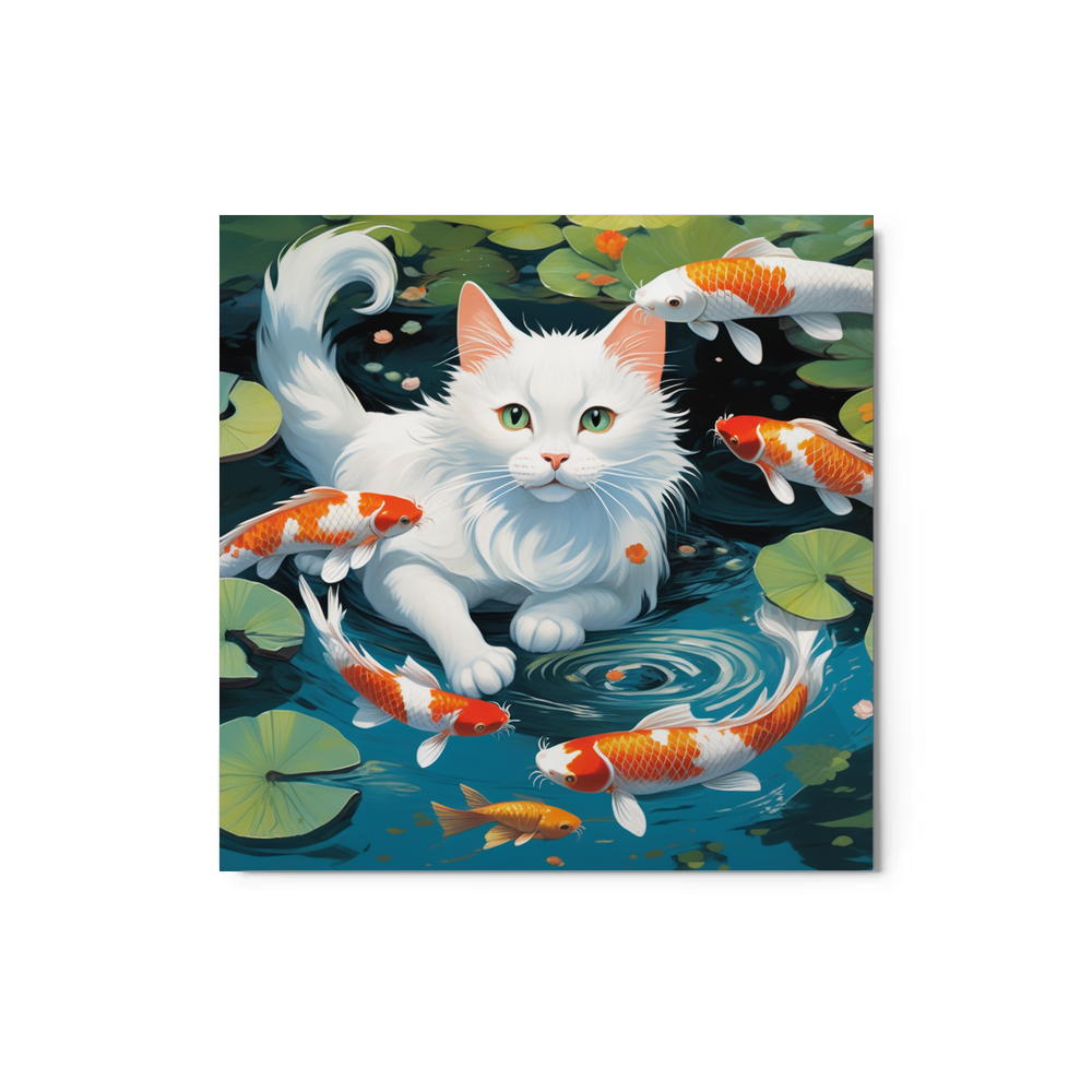 PugMug Custom White Companion Cat Metal Print
