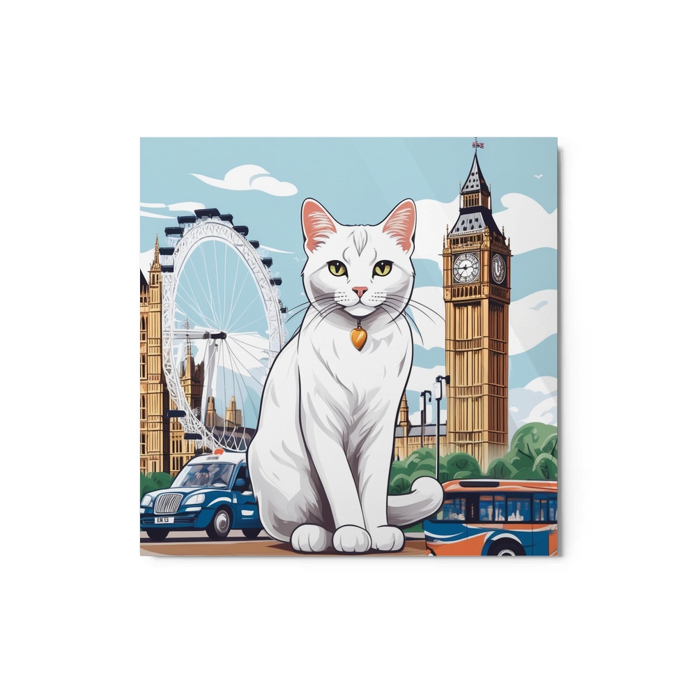 PugMug Custom White Companion Cat Metal Print