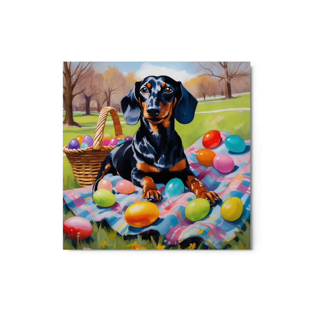 PugMug Custom Black Dachshund Metal Print