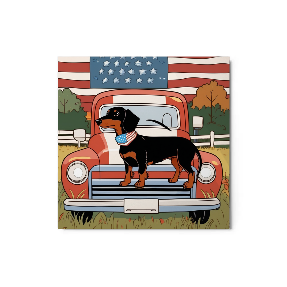 PugMug Custom Black Dachshund Metal Print