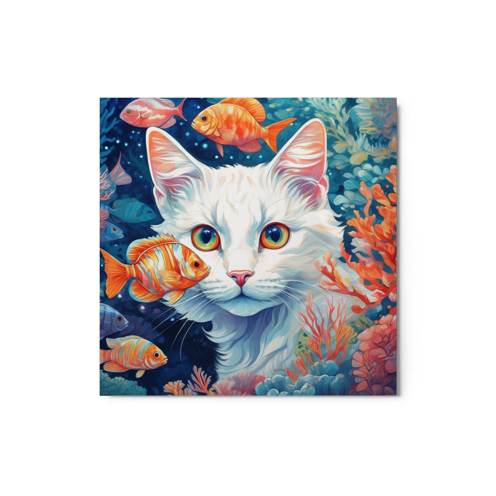 PugMug Custom White Companion Cat Metal Print